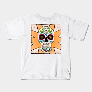 Sugar Skull - Orange Kids T-Shirt